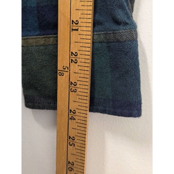 Mens Eddie Bauer Flannel Plaid Shirt Size Large Blue Green - Picture 9 of 9